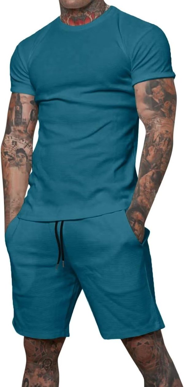 Men Short Sets 2 Piece Outfits Fashion Summer Tracksuits Casual Shirt and Shorts Set