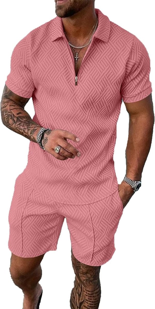 Men‘s Track Suits 2 Piece Summer Short Sets Outfits Fashion Polo Shirt Casual Short Sleeve and Shorts set