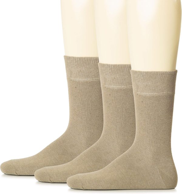 Mens Cotton Dress Socks, Plain Colors, Regular Fit, Crew, Casual Socks, Shoe Size 6 to 15 (3 Pack)